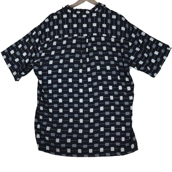 Vintage OP Ocean Pacific Flowy Geo Print Button Up Shirt Surf Faded Black Large - Picture 2 of 7